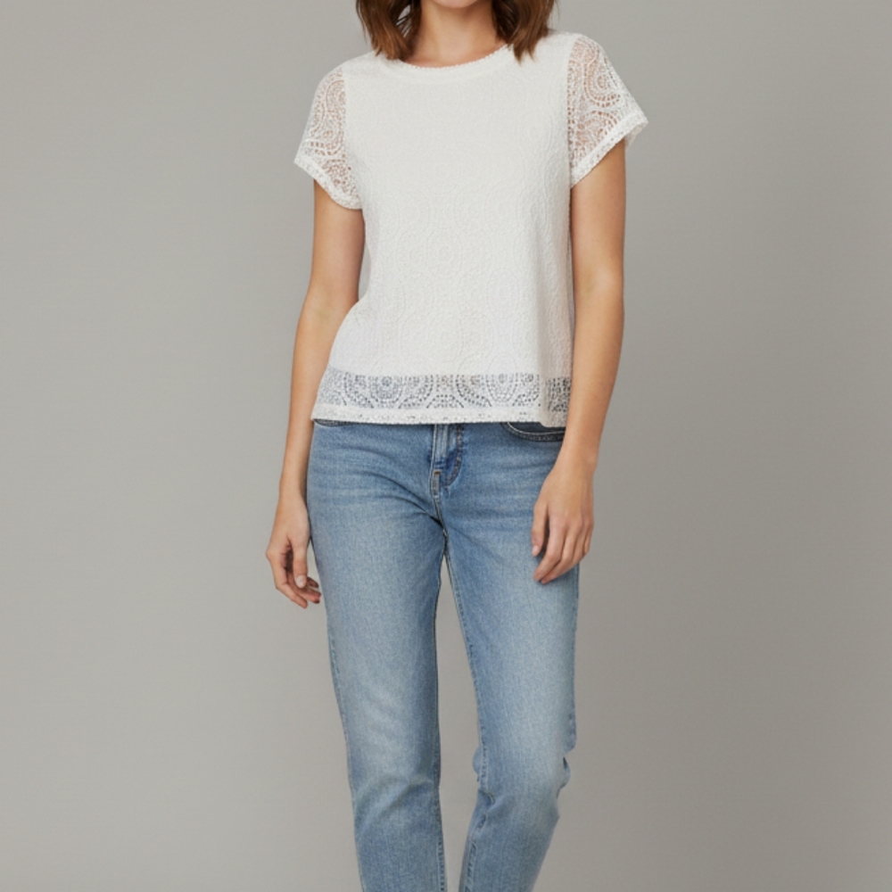 Banana republic layered crochet shirt